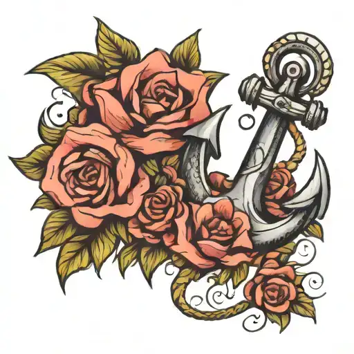 Anchor With Flowe Bouquet