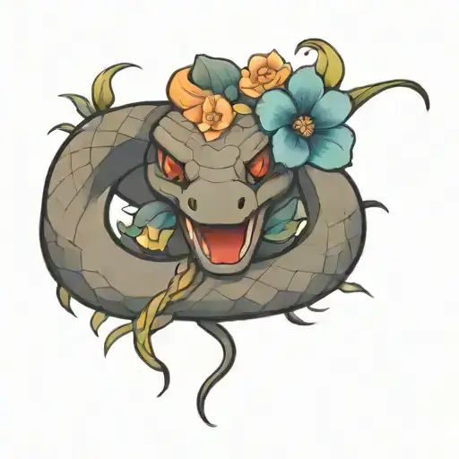 Snake With Flowers