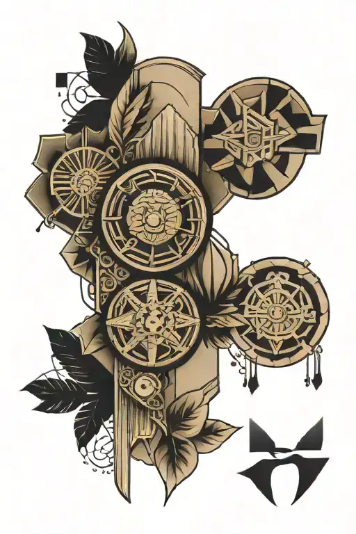 Roman Empire Forearm Tattoo With Geometric Shapes