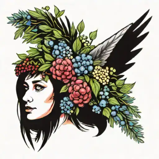 Juniper Berries Parijat Flower Crown Wings Spread