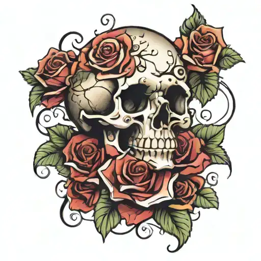 Rose In A Skulls Mouth