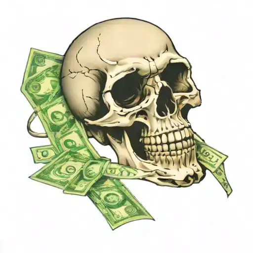 A Skull With Money In Its Mouth