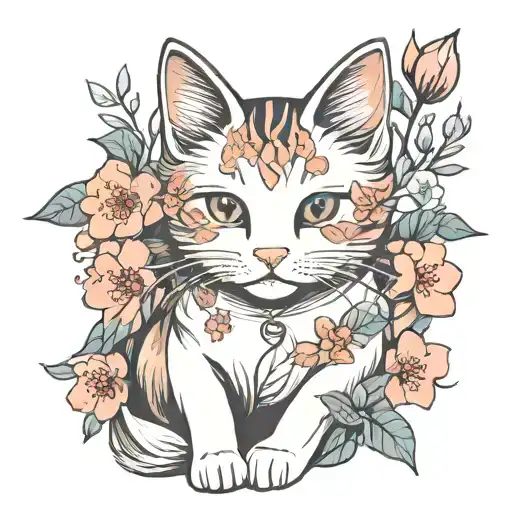 Cute Cat In Sakura Leaves 15 Centimeters