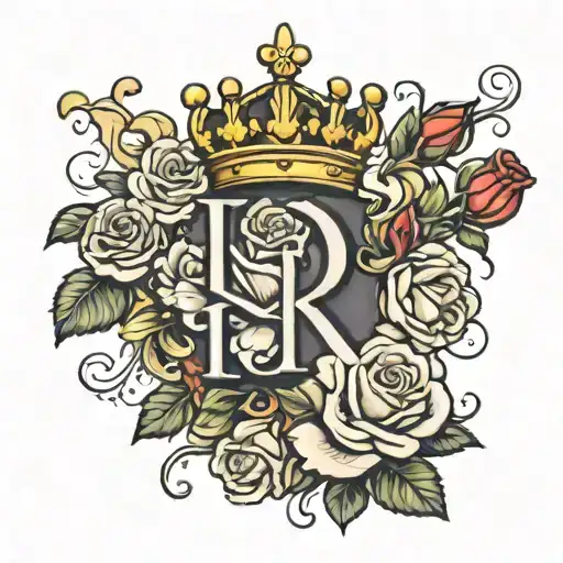 Sleeve Of Letters R And A With A Crown And Roses