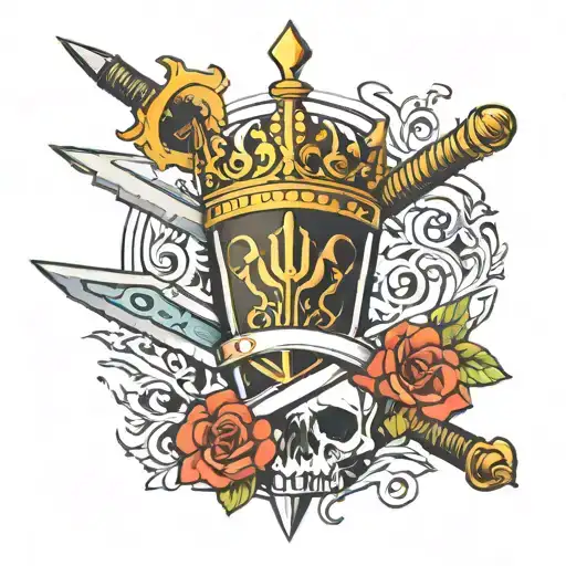 Sword And Balance With Crown Surrounded