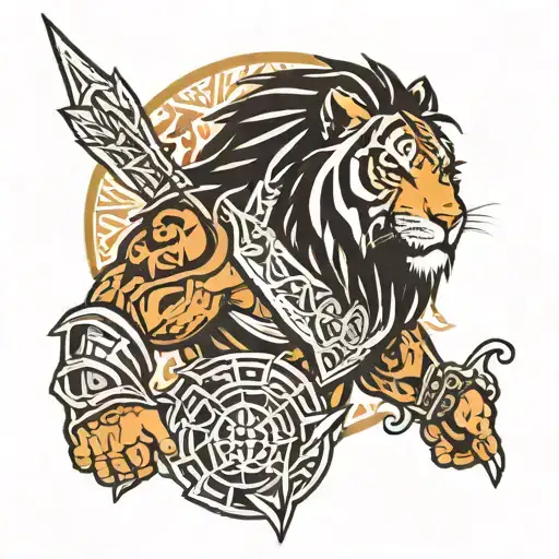 Un Leon Con Un Tribal Estilo Roman Reigns