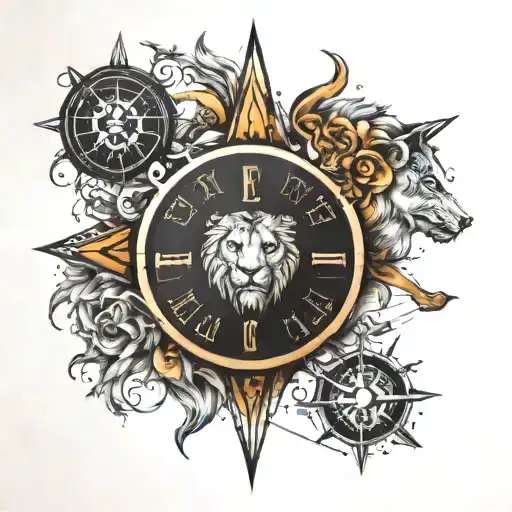 Leo Signs Combined With Compass