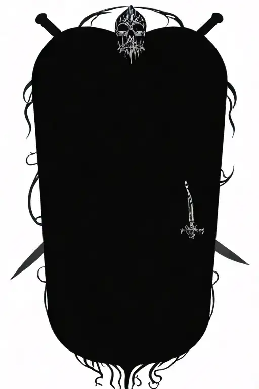 Viking With Long Hair Holdiing A Sword Surround By Skulls