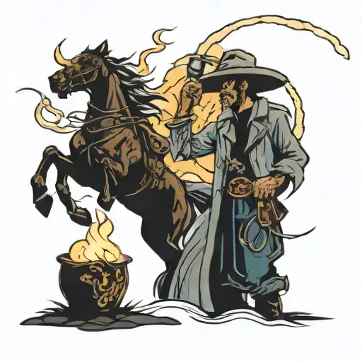 Lightning Storm And Cowboy