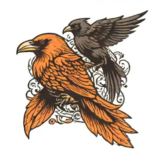 Viking Inspired Tattoo Incorporating 2 Crows One Witch Shoulder