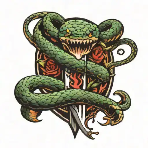 Snake Wrapped Around A Dagger