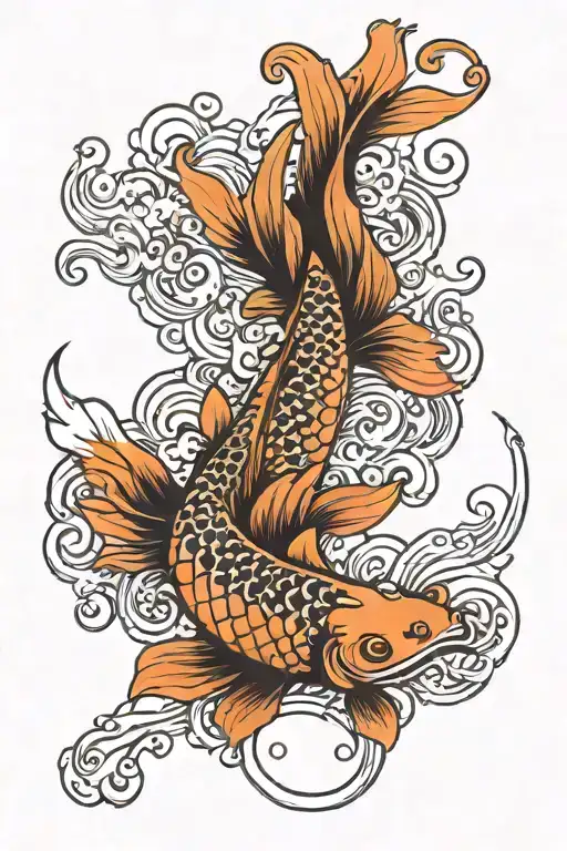 Koi Fish And Phoenix Rising