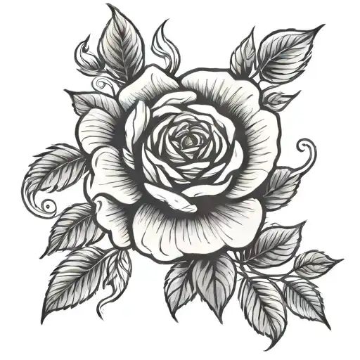 Black And White Rose Tattoo On Forearm