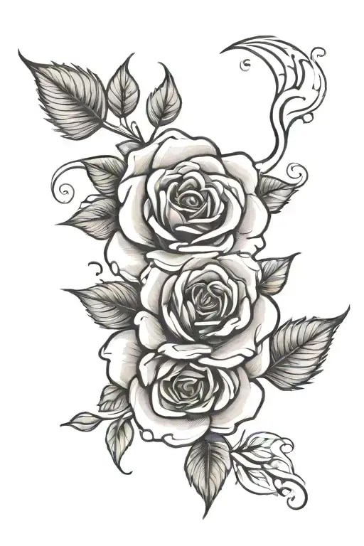 2 Black And White Roses On The Shoulder