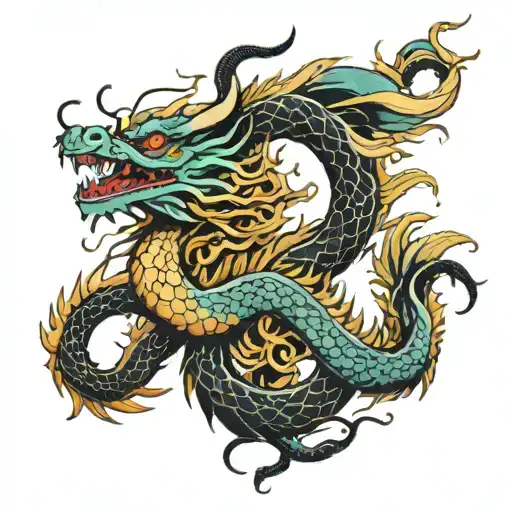 Traditional Chinese Dragon Intertwined