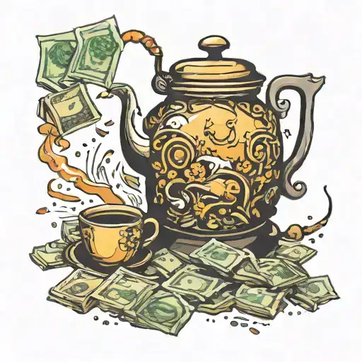Tea Kettle And Money Raining