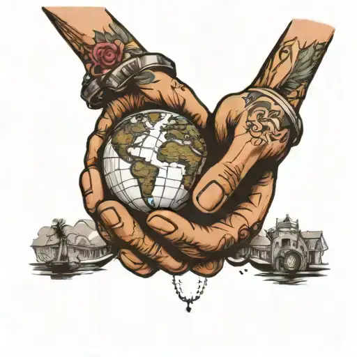 Hand Holding Globe Surrounded