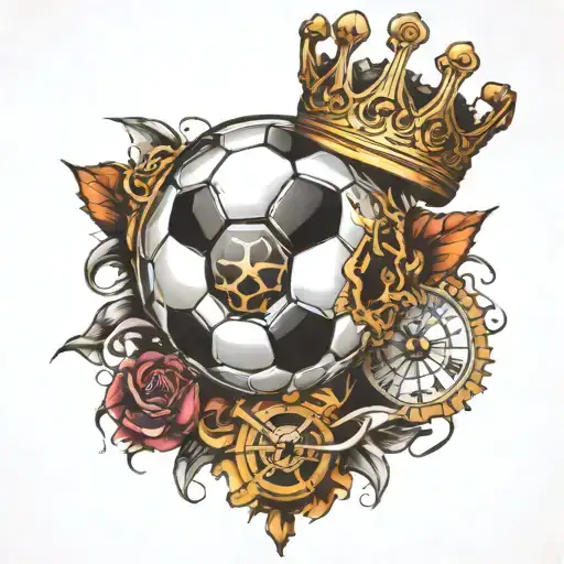 Soccer Ball With Crown And Time Compass