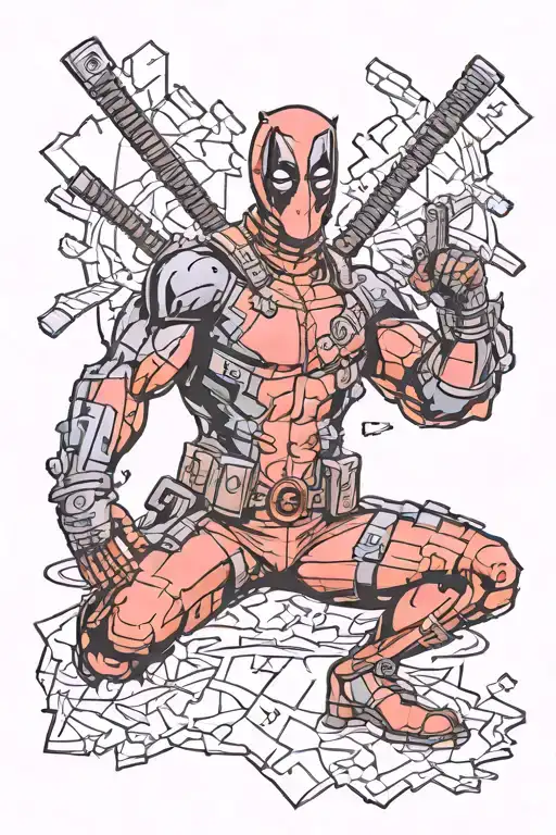 Deadpool As A Puzzle Piece Coming Out Of A Comic Book