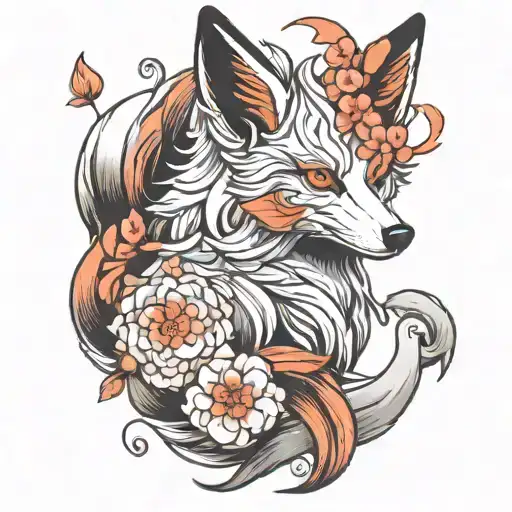 Six-tailed Fox With Sakura