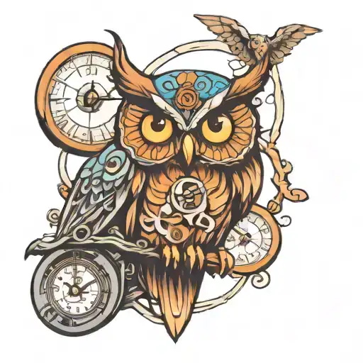 Owl With A Clock