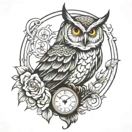 Owl With A Clock