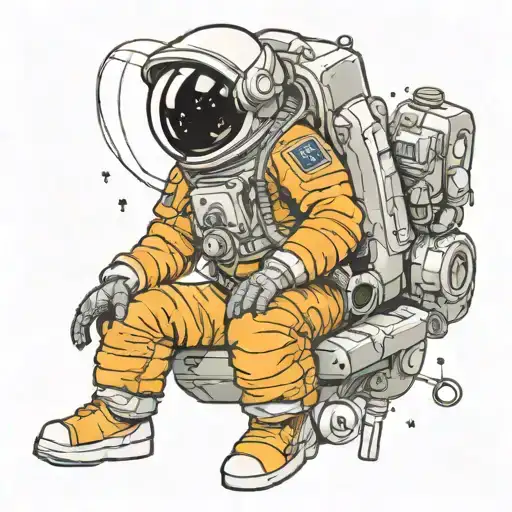 Animated Astronaut Shh Picture Tattoo Deaign