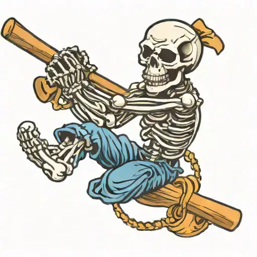 Skeleton Swinging Baseball Bat