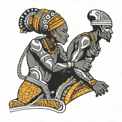 Futuristic African People Holding Hands