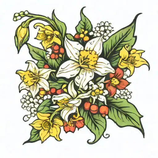 Daffodil Daisy Lily Of The Valley Holly Flowers