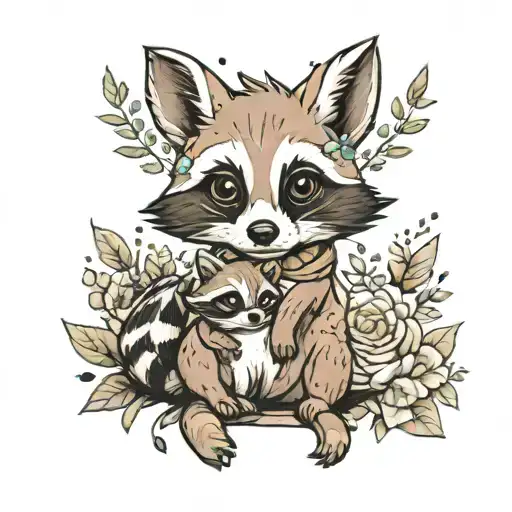 Raccoon Baby Fox And Dino