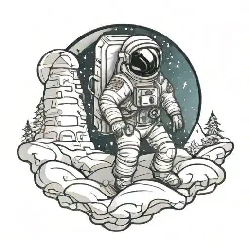 Astronaut On Igloo Simple Design