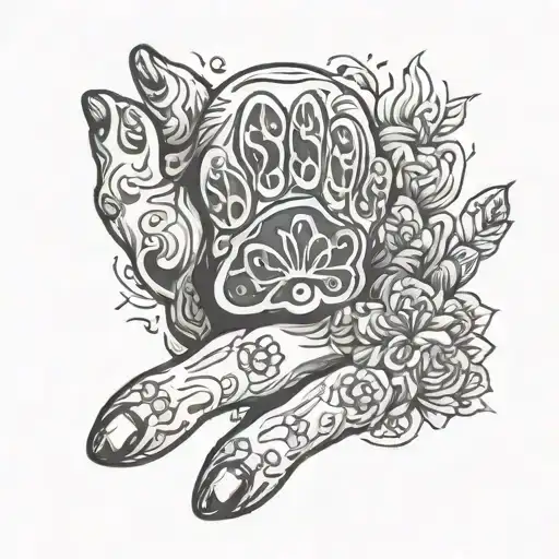 A Hand And A Dog Paw