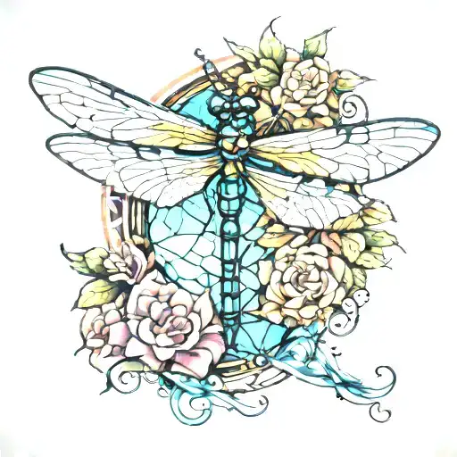 Dragonfly With Stainglass Wings