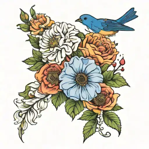 Rose Poppy Daisy Morning Glory Chrysanthemum Robin