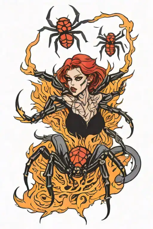 Fire And Black Widow Spider