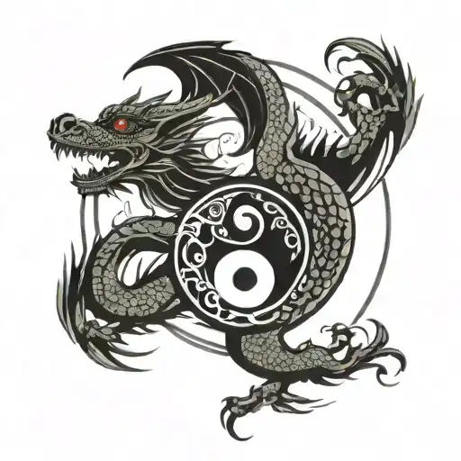 Dragon And Yin Yang Symbol