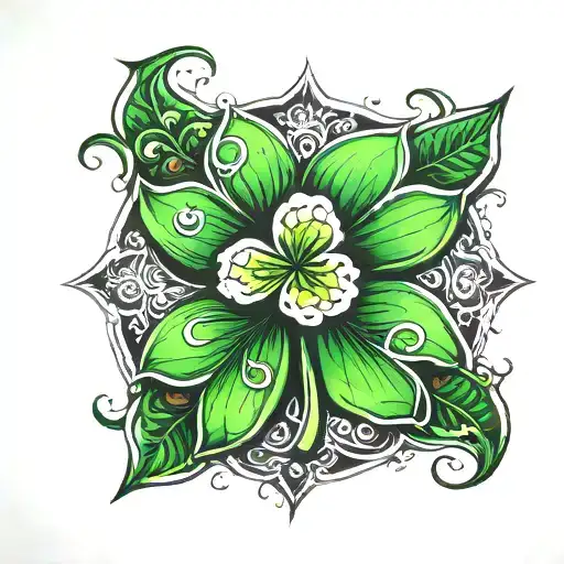 Four Leaf Clover With 7 In The Middle