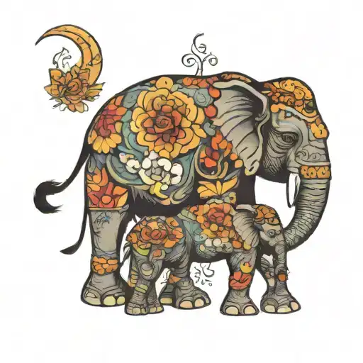 A Male Elephant And His Son