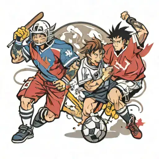 A Sports Jersey With Anime Characters Playing The Sport