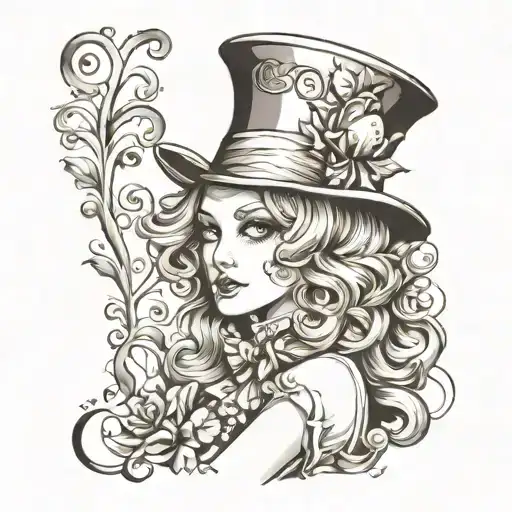 Mad Hatter Girl Looking Over Shoulder