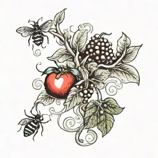 Plant Vine With Fruit And Bugs