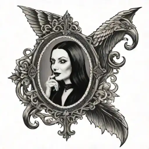 Morticia Addams In A Goth Photo Frame