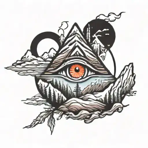 Mountain With Eyes Looking