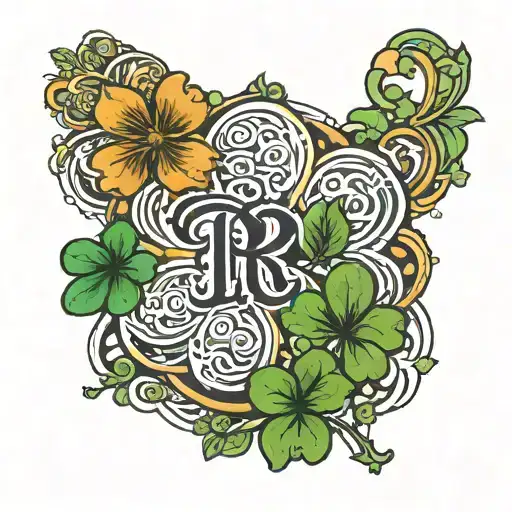 4 Leaf Clover With Initials Rr Dr Nr Jr All In One