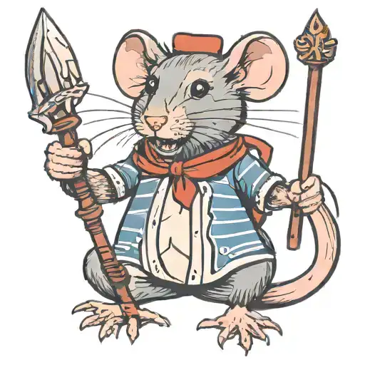 Rat Holding A Nautical Trident