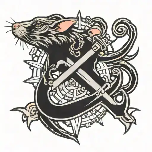 Nautical Trident Held By A Rat