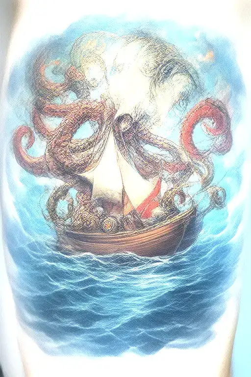 Kraken Attacking A Paper Boat