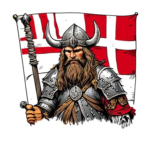 Viking Warrior With Danish Flag Incorporated