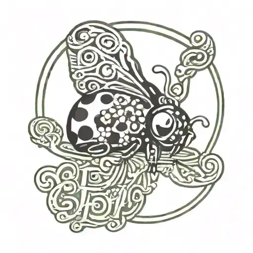 Word Peepa With Lady Bug Climbing Letters E